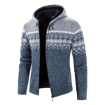 Gebreide Capuchon Cardigan met Rits voor Heren - Lichtgrijs